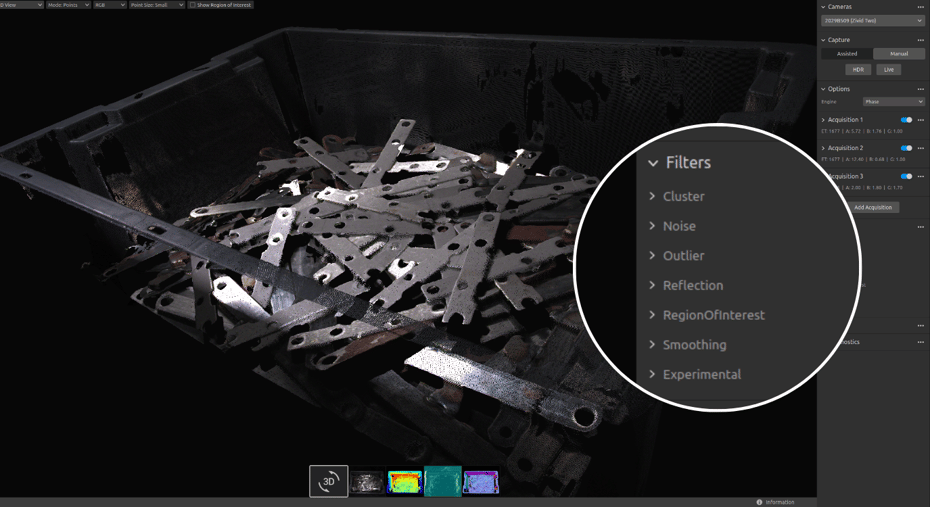 Screenshot of the Zivid Studio and Artifact Reduction Technology