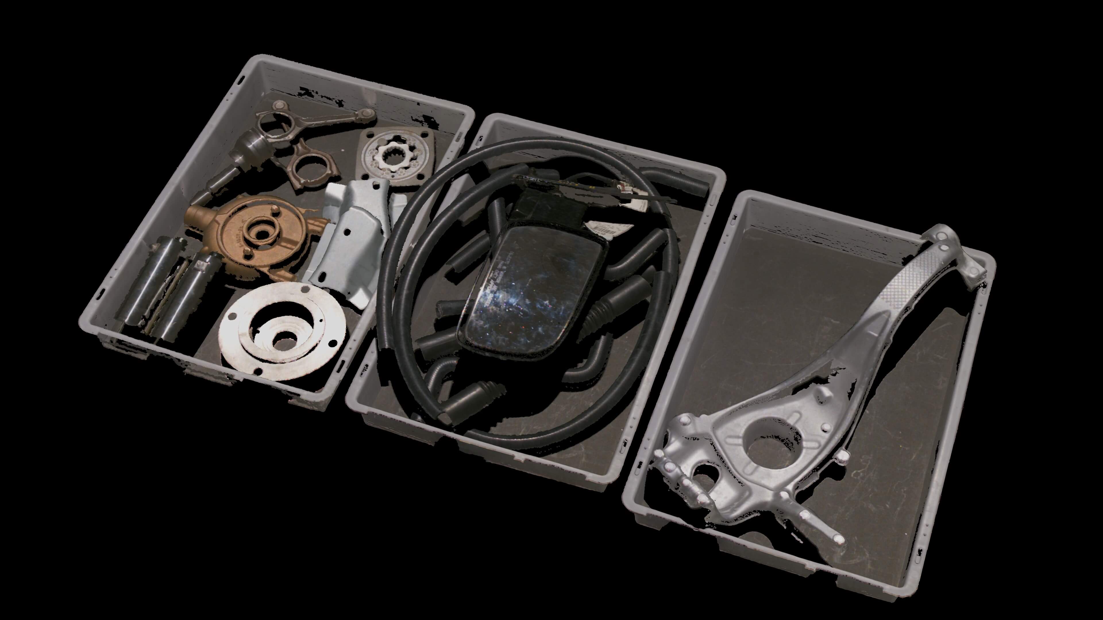 제조 시 반짝이고 반사되는 부품과 함께 작동 - Zivid 3 XL250