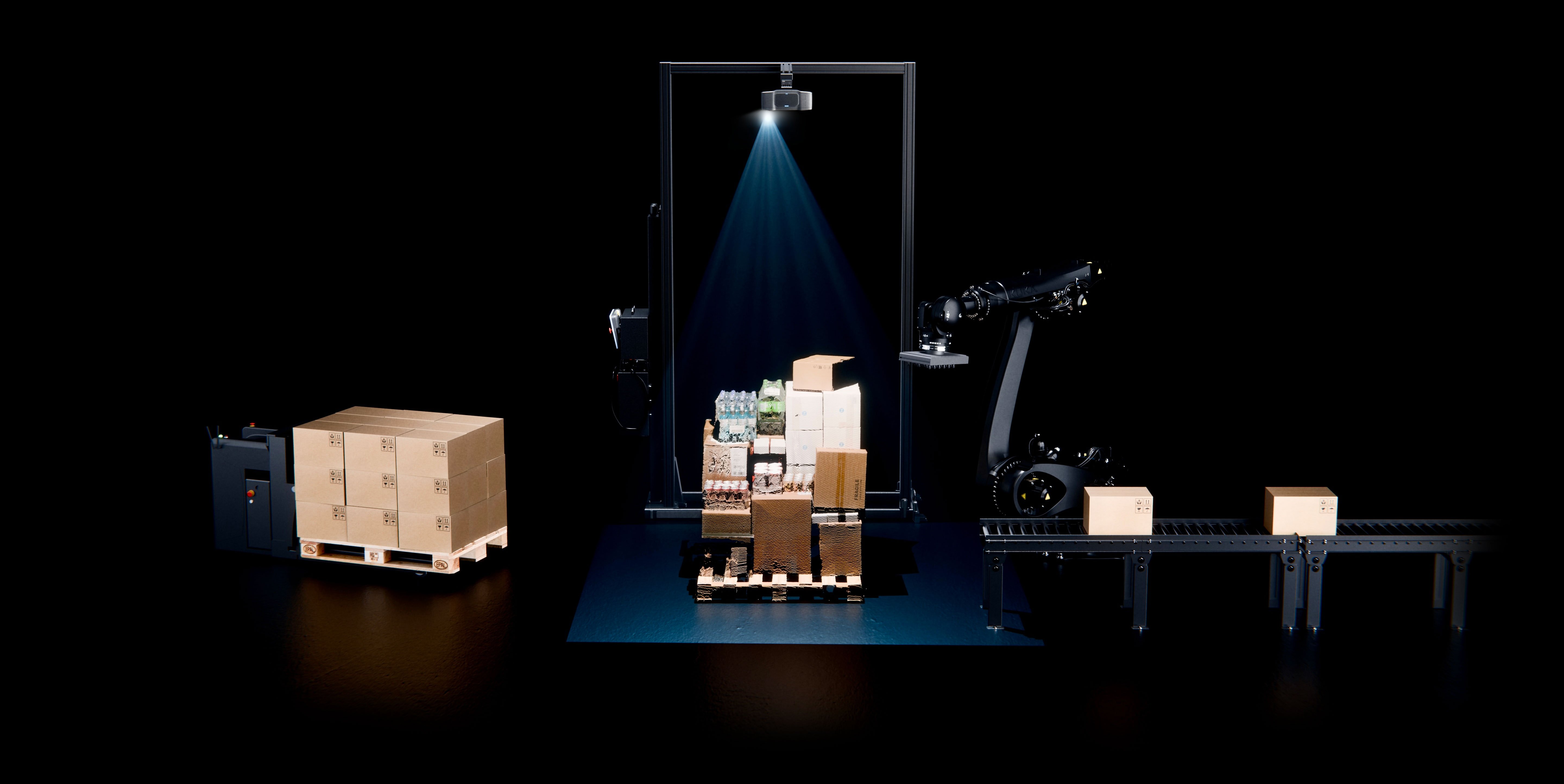 모든 유형의 로봇 팔레트화를 위한 Zivid 3 3D 비전 카메라