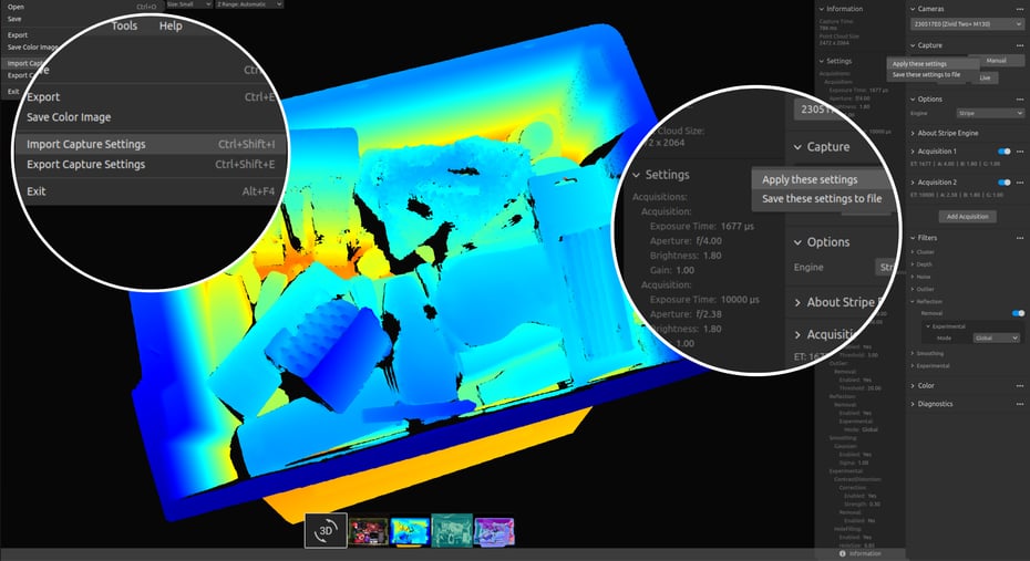 data saving on zivid studio