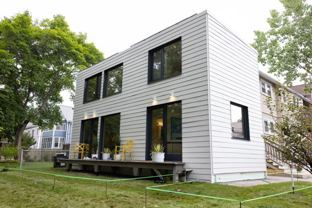 a modular two story house bulit by reframe systems