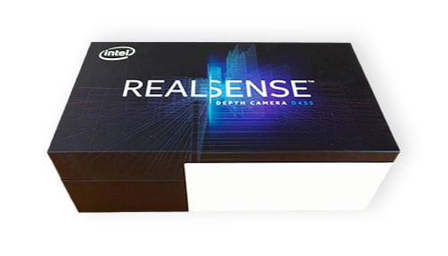 An Intel RealSense box used for bin-picking 3D example