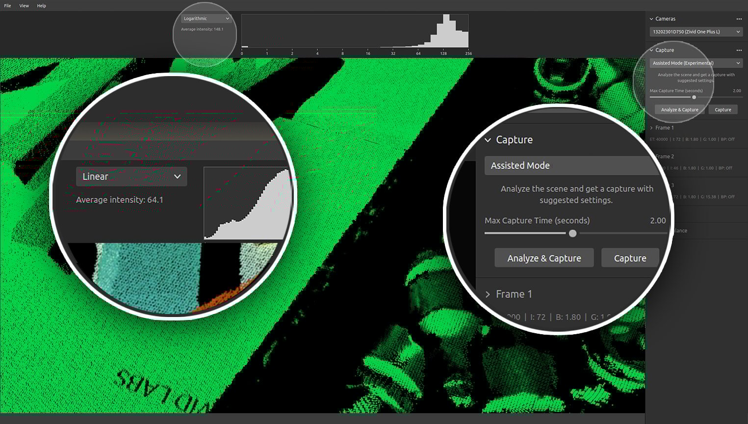 Zivid Studio features 3D Capture Assistant and Histogram