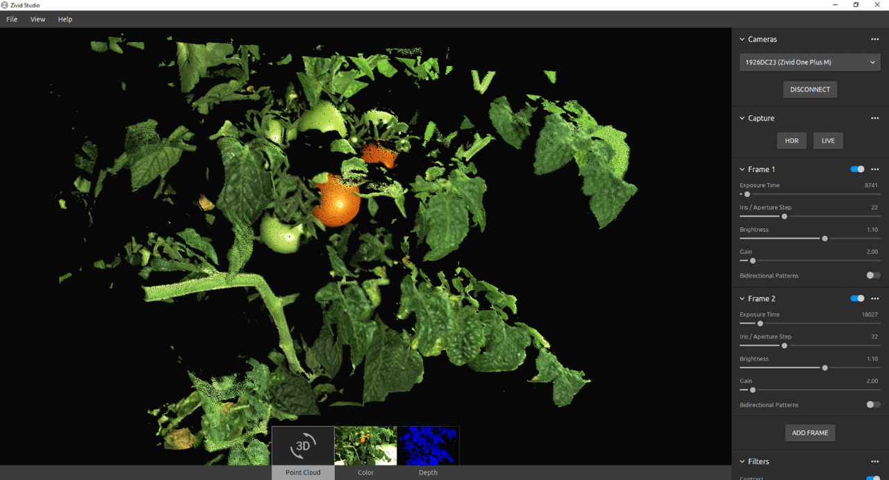 Zivid One+ 3D color camera used for agriculture tomatoes