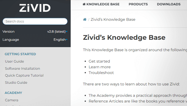 Zivid Knowledge Base