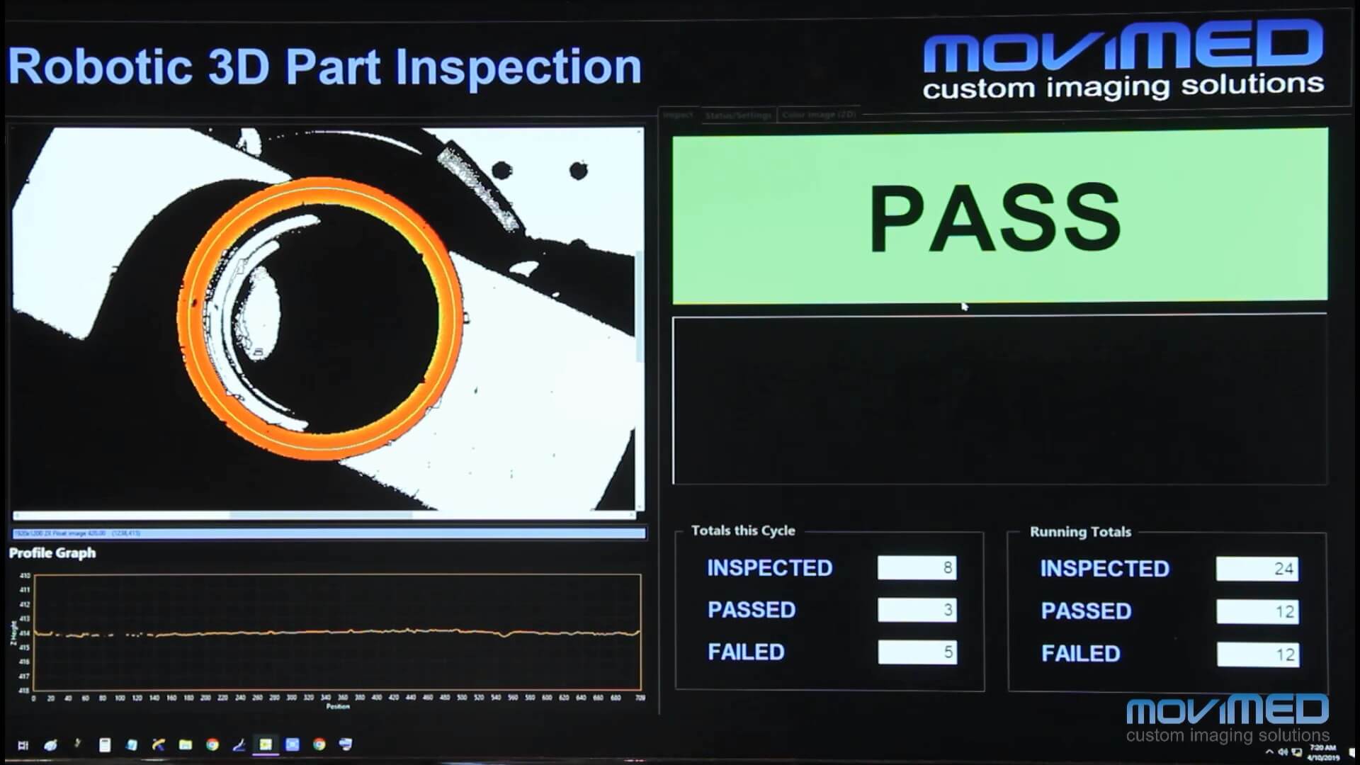 MoviMED 3D vision fail pass inspection Zivid